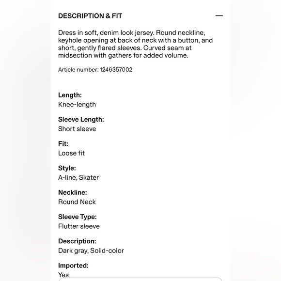 H&M Denim Look Jersey Dress 3-4T - Picture 3 of 7